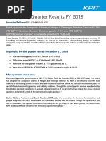 Third Quarter Results FY 2019: Investor Release