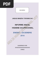 Modelo de Informe Anual de Higiene Ocupacional - Empresas Contratistas