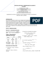 Obtención de Acetileno y Propiedades de Alquinos y Alcanos