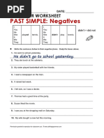 PAST SIMPLE: Negatives: Grammar Worksheet