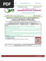 Pharmaceutical Sciences: Frequency of Pre-Analytical Phase Errors in A Clinical Chemistry Laboratory