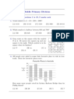 Middle Primary Division: Questions 1 To 10, 3 Marks Each 1