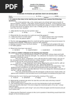 Unified Fourth Quarter Test in English 5: Department of Education