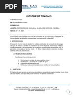 Informe de Trabajo - Coreección de Descarga de Agua y Habilitacion de Tanque Septico