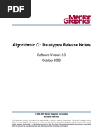 Algorithmic C Datatypes Release Notes: Software Version 2.3 October 2009