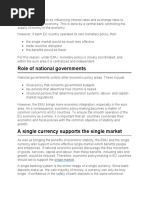 Role of National Governments: Single Market