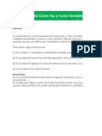 Planilla de Excel para Calculo de Costo Variable y Costo Fijo