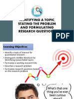 Identifying A Topic, Stating The Problem & Formulating Research Questions PDF