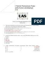 30 Soal UAS Teknik Pemesinan Frais Kelas XI Beserta Kunci Jawabanya Kurikulum 2013