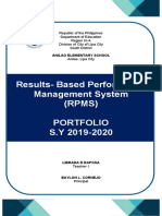 Results-Based Performance Management System (RPMS) Portfolio S.Y 2019-2020