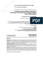 Febrile Convulsions Among Children Admitted in University of Port Harcourt Teaching Hospital, Rivers State, Nigeria