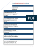 Most Common Criteria: Inclusion/exclusion