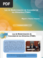 Ley de Modernización de Inocuidad de Los Alimentos (FSMA) : Miguel A. Huanca Vásquez