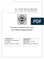 Assignment On Inservice Education Sub: Community Health Nursing