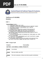 Indian Customs Tariff Exceptions As On 31-3-2020