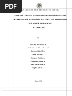 Tatak San Lorenzo: A Comparison in Practicing Values Between Grade 11 and Grade 12 Students of San Lorenzo Ruiz Senior High School S.Y. 2019 - 2020