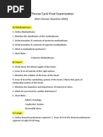 Thorax Card Final Examination