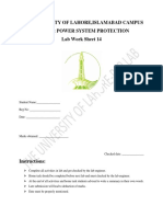 The University of Lahore, Islamabad Campus Course: Power System Protection Lab Work Sheet 14