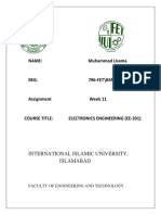 Name: Muhammad Usama Reg: 796-FET/BSME/F18 Assignment Week 11 Course Title: Electronics Engineering (Ee-201)