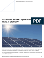 UAE Awards World's Largest Solar PV Power Plant, Al-Dhafra IPP