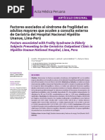 Factores Asociados Al Síndrome de Fragilidad en Adultos Mayores Que Acuden A Consulta Externa de Geriatría Del Hospital Nacional Hipólito Unanue, Lima-Perú