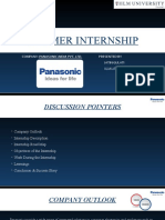 Summer Internship: Company: Panasonic India Pvt. Ltd. Presented by Jatin Gulati IILMU/PG/2019/M4178