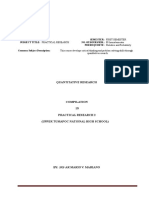 GRADE: 12 Semester: First Semester Subject Title: Practical Research PREREQUISITE: Statistics and Probability Common Subject Description