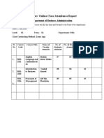 Students' Online Class Attendance Report: Department of Business Administration