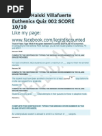 Euthenics Quiz 002 SCORE 10 - 10