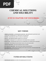 Chemical Solutions and Solubility: (Unit Ii Chapter 5 of Your Book)