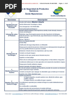 Hoja de Datos de Seguridad de Productos Quimicos Ácido Hipocloroso PDF