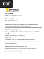 Resume Format For Indira Students