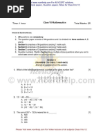 Time: 1 Hour Total Marks: 25: Class VI Mathematics