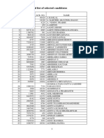 Final List of Selected Candidates