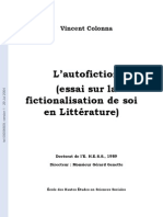 L Autofiction Essai Sur La Fictionalisation de Soi en Litterature