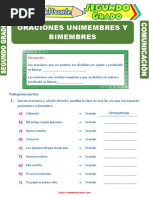 Oraciones Unimembres y Bimembres para Segundo Grado de Primaria PDF