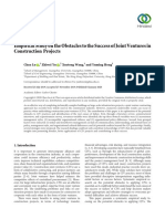 Research Article: Empirical Study On The Obstacles To The Success of Joint Ventures in Construction Projects