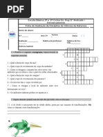 Ficha de Avaliação Metamorfoses e Factores Do Meio