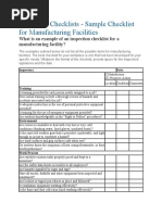 Inspection Checklists - Manufacturing