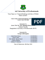 Bangladesh University of Professionals: Term Paper On "General Banking Activities of Pubali Bank Limited"