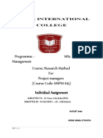 Programme: - MSC in Project Management Course: Research Method For Project Managers (Course Code: MSPM 615) Individual Assignment