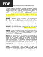 CONTRATO DE ARRENDAMIENTO A PLAZO DETERMINADO - Casa Habitacional