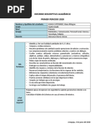 Informe Descriptivo Académico 2020 Cuarto Grado