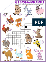 Farm Animals Vocabulary Esl Crossword Puzzle Worksheet For Kids