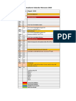 Academic Calendar Monsoon 2020: Days Date August - 2020