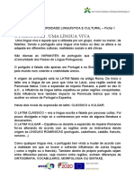 Diversidade Linguística e Cultural. Ficha 1 - 2