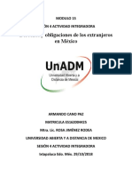 Derechos y Obligaciones de Los Extranjeros en México: Modulo 15 Sesión 4 Actividad Integradora