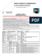 Federal Public Service Commission: Css 2020 - Online Admission Certificate