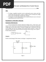 Verification Thevenin's and Maximum Power Transfer Theorem: Experiment No.3 Date