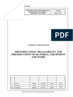 Identification, Traceability and Preservation of Material, Equipment and Work